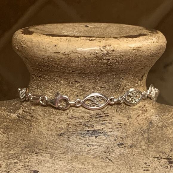 Milor Sterling Silver Filigree Chain Made in Italy 24 Inches - Picture 8 of 8